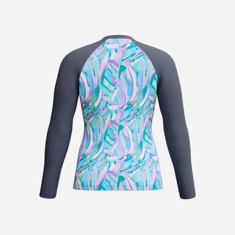 Speedo - Áo bơi tay dài chống nắng nữ Printed Long Sleeve Swim Tee Grey - 3
