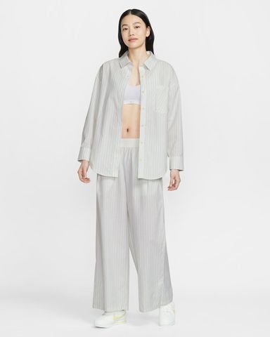 Nike - Áo Sơ Mi Nữ Nike Sportswear Chill Poplin Women's Oversized Woven Long-Sleeve Striped Top