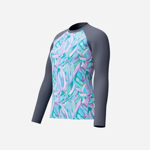 Speedo - Áo bơi tay dài chống nắng nữ Printed Long Sleeve Swim Tee Grey - 2