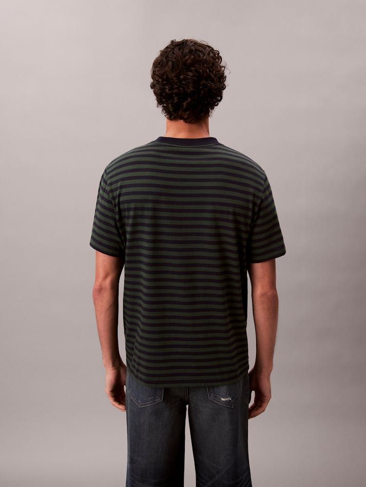 Calvin Klein - Áo thun thời trang nam Monogram Logo Stripe Relaxed T-Shirt