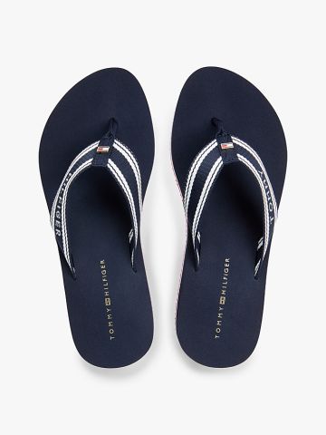 Tommy Hilfiger - Dép Xỏ Ngón Nữ Webbing Strap Signature Wedge Flip-Flops