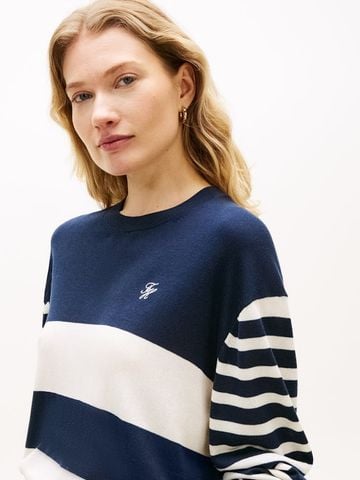 Tommy Hilfiger - Áo đệt kim Sweater Nữ Relaxed Crew Neck Jumper With Silk