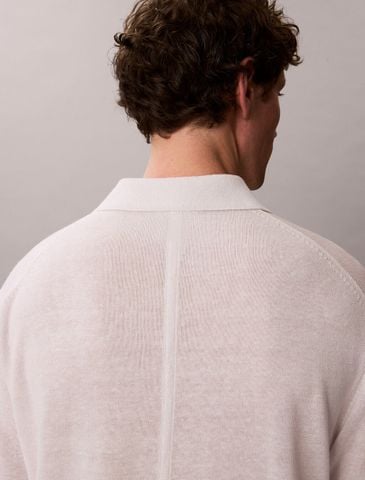 Calvin Klein - Áo Thun Có Cổ Nam Linen Blend Open Collar Polo Shirt