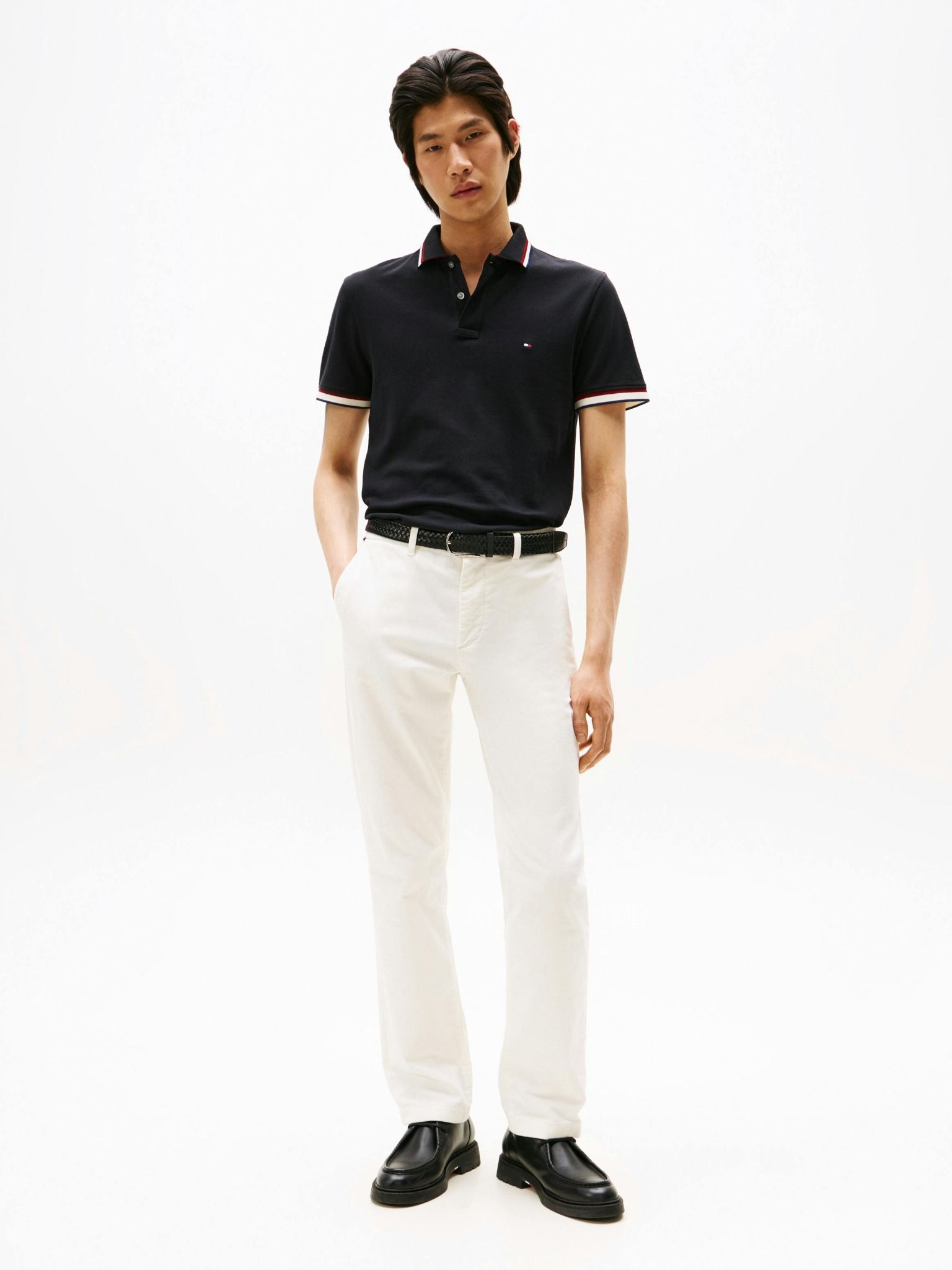 Tommy Hilfiger - Áo thun có cổ polo tay ngắn nam Cuff Interest Slim Fit Polo