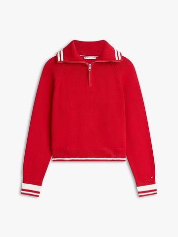 Tommy Hilfiger - Áo len tay dài Nữ Metal Flag Relaxed Quarter-Zip Jumper