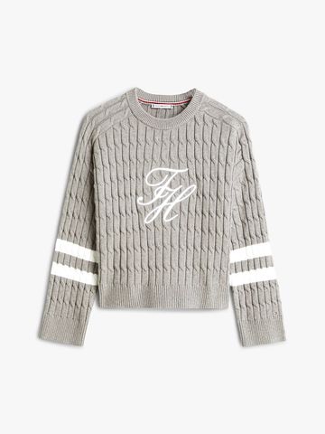Tommy Hilfiger - Áo len tay dài nữ Logo Embroidery Relaxed Cable Knit Jumper