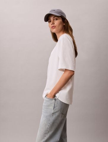 Calvin Klein - Áo Thun Tay Ngắn Nữ Cooling Cotton Jersey Relaxed Tee