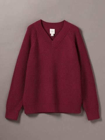 Calvin Klein - Áo len nam nữ Merino Wool Blend Relaxed V-Neck Sweater - 2