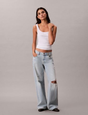 Calvin Klein - Áo ba lỗ nữ Monologo Rib Scoop Neck Tank Top