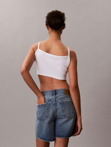 Calvin Klein - Áo Thun Ba Lỗ Nữ Cropped Ribbed Cotton Cami Top
