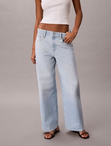 Calvin Klein - Quần Jean Dài Nữ Cotton Linen Wide Leg Jeans