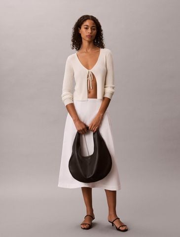 Calvin Klein - Áo Cardigan Nữ Linen Blend Tie Front Cardigan - 4