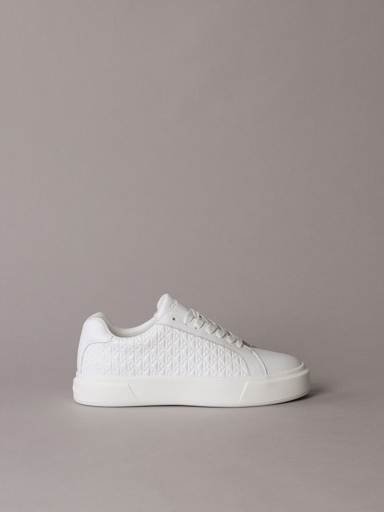 Calvin Klein - Giày nữ Basket Lace Up Leather Emblem Logo Trainers