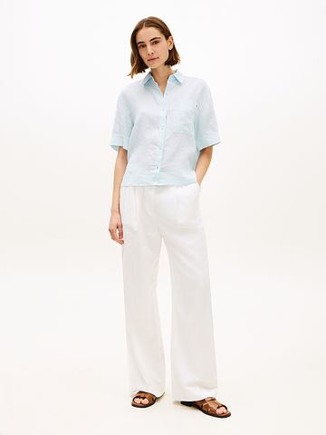 Tommy Hilfiger - Áo Sơ Mi Nữ Relaxed Fit Pure Linen Short Sleeve Shirt