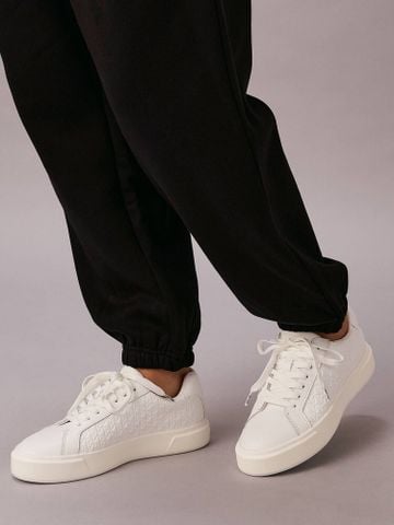 Calvin Klein - Giày nữ Basket Lace Up Leather Emblem Logo Trainers - 4