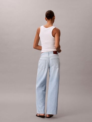 Calvin Klein - Quần Jean Dài Nữ Cotton Linen Wide Leg Jeans