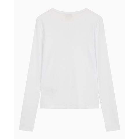 Calvin Klein - Áo thun tay dài nữ Monologo Rib Henley T-Shirt