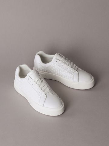 Calvin Klein - Giày nữ Basket Lace Up Leather Emblem Logo Trainers - 3