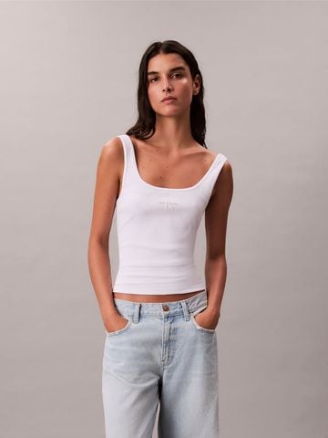 Calvin Klein - Áo ba lỗ nữ Monologo Rib Scoop Neck Tank Top - 3