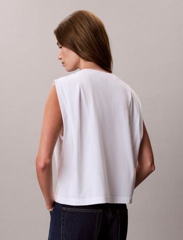 Calvin Klein - Áo Thun Ba Lỗ Nữ Monogram Shoulder Pleat Tee