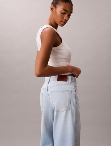 Calvin Klein - Quần Jean Dài Nữ Cotton Linen Wide Leg Jeans