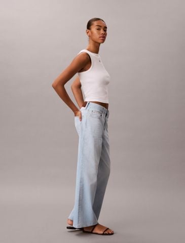 Calvin Klein - Quần Jean Dài Nữ Cotton Linen Wide Leg Jeans