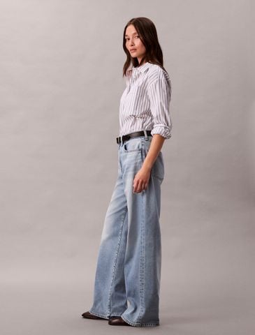 Calvin Klein - Quần Jean Dài Nữ Wide Leg Light Wash 37.5 Jeans