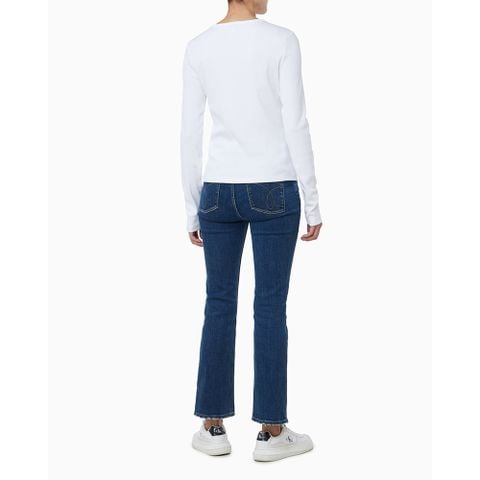 Calvin Klein - Áo thun tay dài nữ Monologo Rib Henley T-Shirt