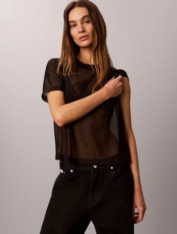 Calvin Klein - Áo Thun Tay Ngắn Nữ CK Pride Mesh Crew Tee