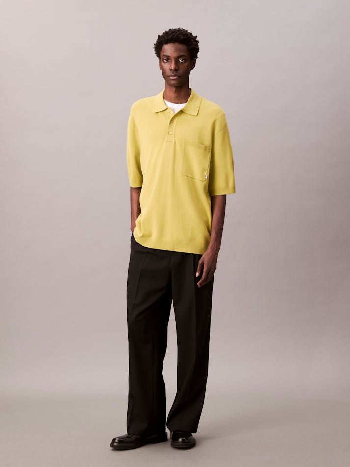 Calvin Klein - Áo polo dệt kim nam Tech Knit Boxy Polo Jumper