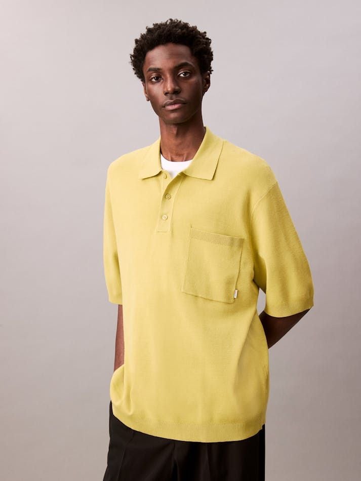 Calvin Klein - Áo polo dệt kim nam Tech Knit Boxy Polo Jumper