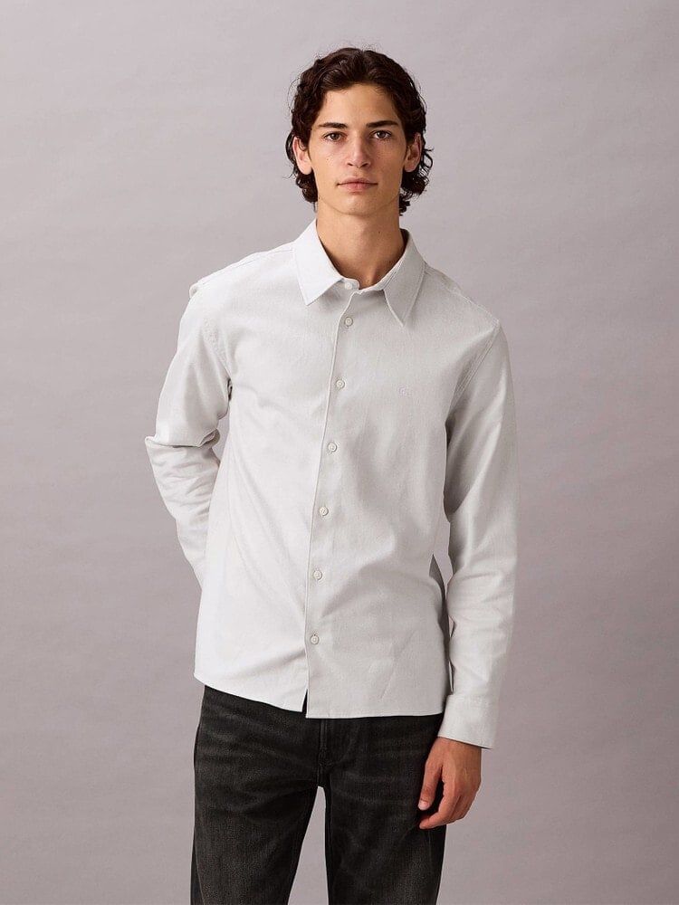 Calvin Klein - Áo sơ mi tay dài nam Melange Flannel Relaxed Button-Down Shirt