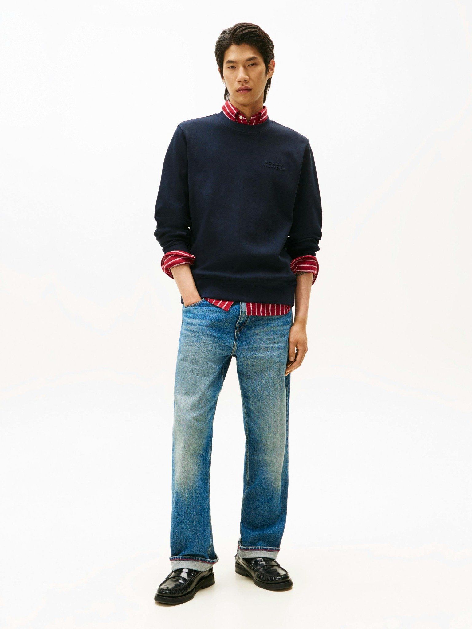 Tommy Hilfiger - Áo nỉ tay dài nam Piqué Embossed Crew Tee