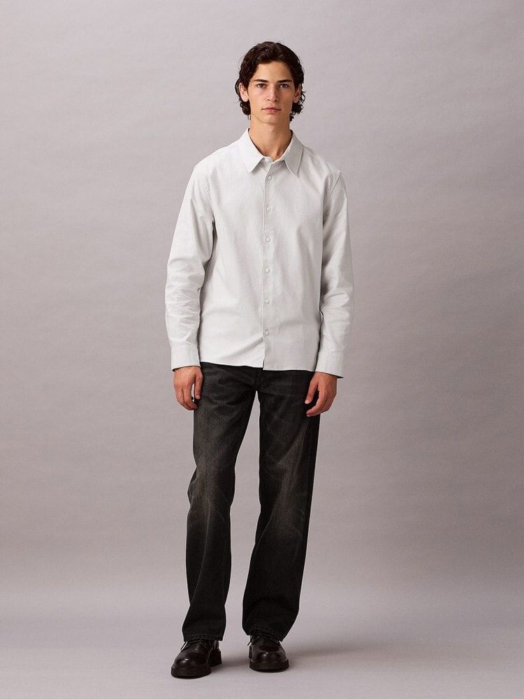 Calvin Klein - Áo sơ mi tay dài nam Melange Flannel Relaxed Button-Down Shirt