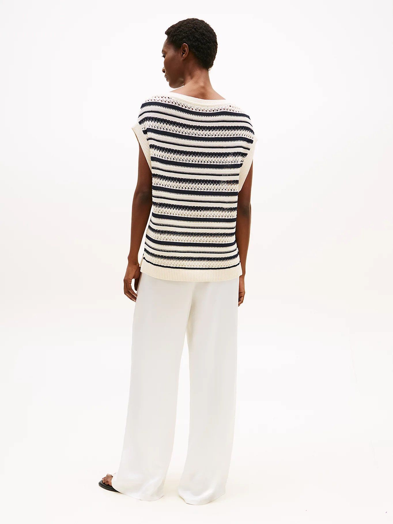 Tommy Hilfiger - Áo len thời trang nữ Crochet Relaxed Sleeveless Boat Neck Jumper