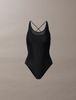 Calvin Klein - Áo liền quần thể thao nữ Monogram Logo Mesh Bodysuit