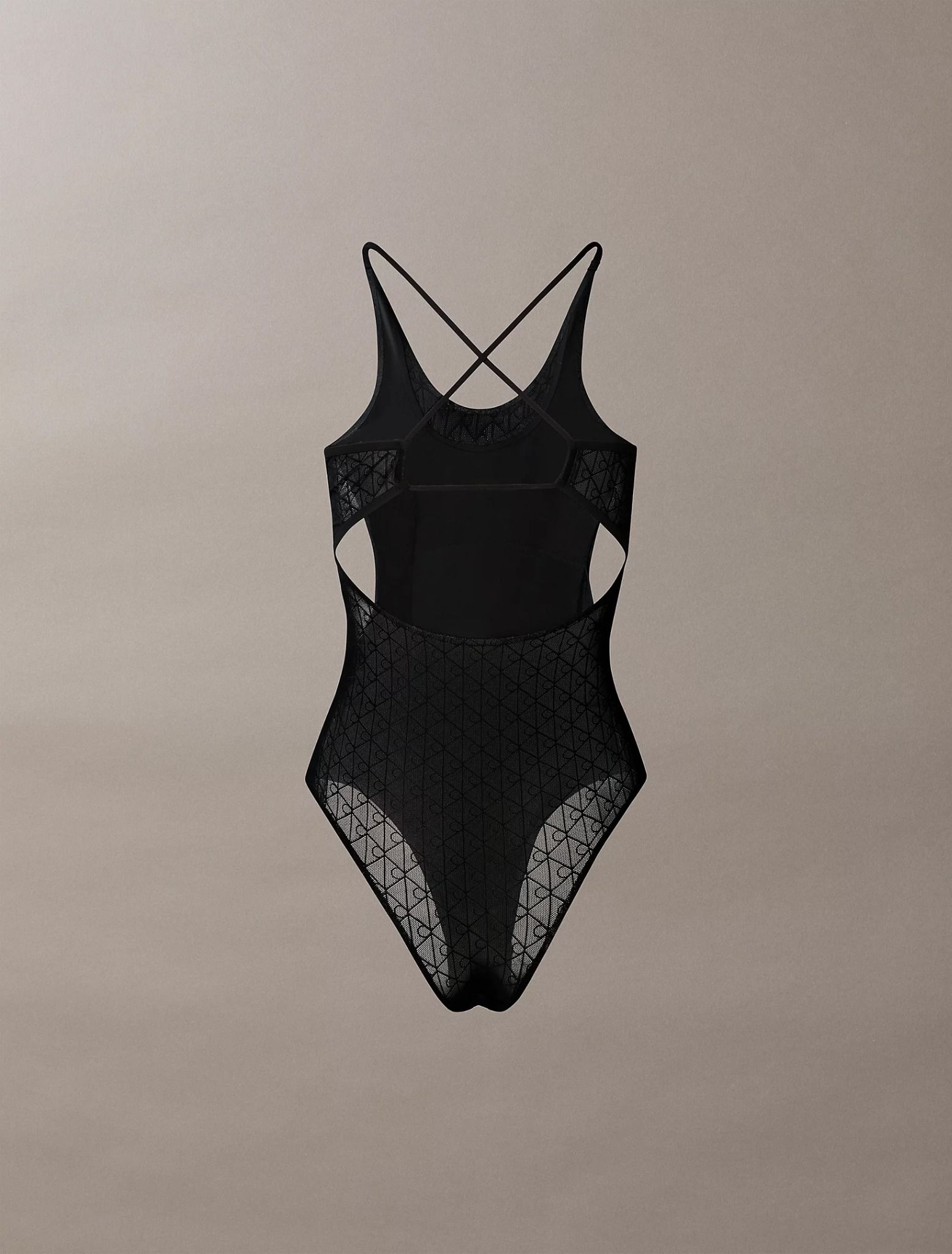 Calvin Klein - Áo liền quần thể thao nữ Monogram Logo Mesh Bodysuit