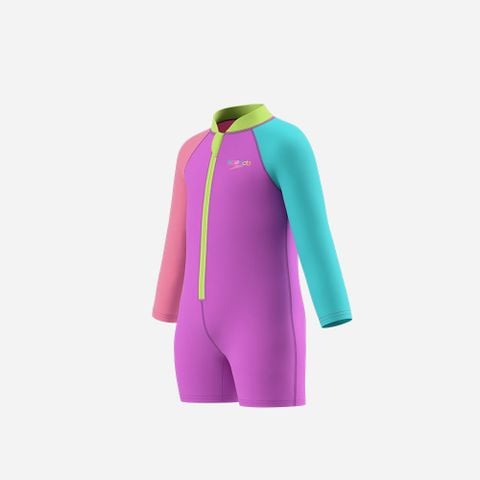Speedo - Đồ Bơi Trẻ Em Sunprotect Long Sleeve Colorblock Zip Swimsuit - 4