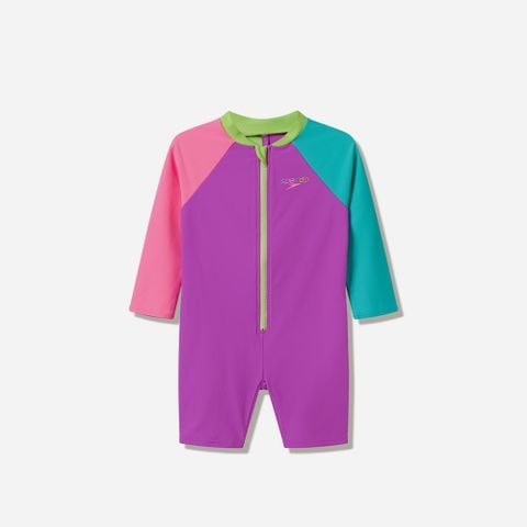 Speedo - Đồ Bơi Trẻ Em Sunprotect Long Sleeve Colorblock Zip Swimsuit