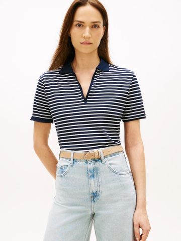 Tommy Hilfiger - Áo Thun Có Cổ Nữ Relaxed Fit Open Placket Pique Polo Shirt