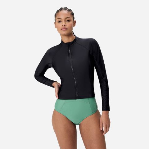Speedo - Áo Rashguard Nữ Long Sleeve Solid Zip Rash Guard