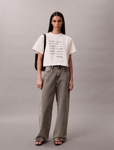 Calvin Klein - Áo Thun Tay Ngắn Nữ SS Cropped Boxy Graphic Tee