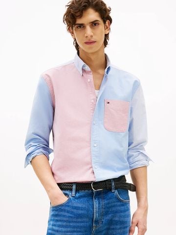 Tommy Hilfiger - Áo sơ mi tay dài nam Colour-Blocked Stripe Relaxed Fit Shirt
