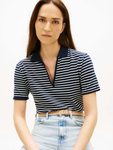 Tommy Hilfiger - Áo Thun Có Cổ Nữ Relaxed Fit Open Placket Pique Polo Shirt - 3