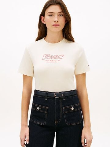 Tommy Hilfiger - Áo Thun Nữ Tay Ngắn Logo Interlock Knit T-Shirt
