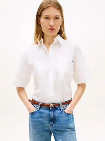 Tommy Hilfiger - Áo Sơ Mi Tay Ngắn Nữ Essential Poplin Short Sleeve Shirt