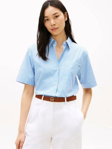 Tommy Hilfiger - Áo Sơ Mi Nữ Essential Poplin Short Sleeve Shirts