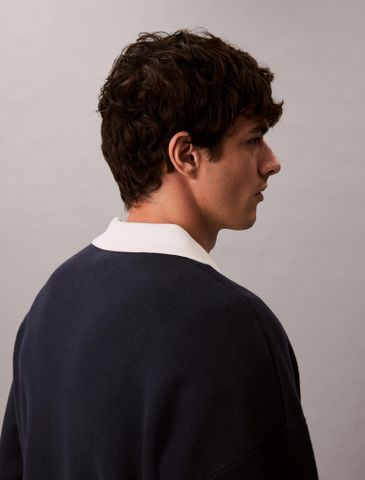Calvin Klein - Áo len có cổ nam Cotton Relaxed Johnny Collar Jumper - 2