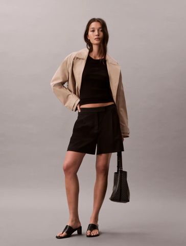Calvin Klein - Áo Thun Tay Ngắn Nữ CK Variegated Rib Nano Logo