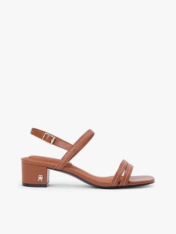 Tommy Hilfiger - Xăng Đan Nữ Leather Contrast Topstitch Block Heel Sandals